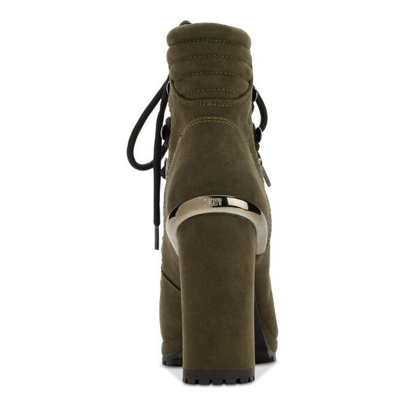 DKNY Womens Green Lug Sole Padded Lenni Round Toe Block Heel Lace-Up Boots 5 M - Picture 2 of 4